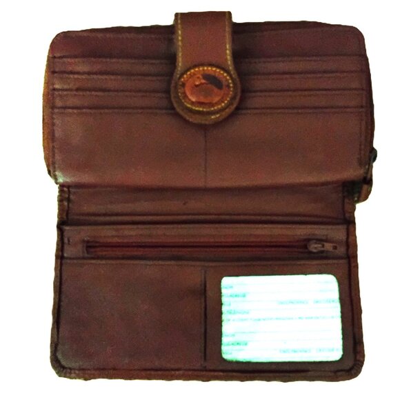 Dooney & Bourke Wallet Clutch Pebble Grain Green All weather Leather Vintage - Picture 6 of 7